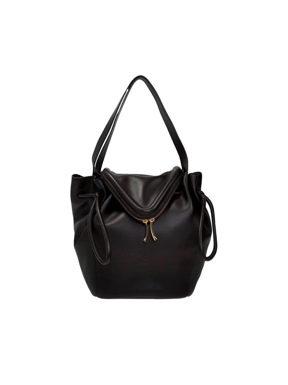 New Bottega Veneta Beak Large Dark Brown Calfskin Shoulder Bag